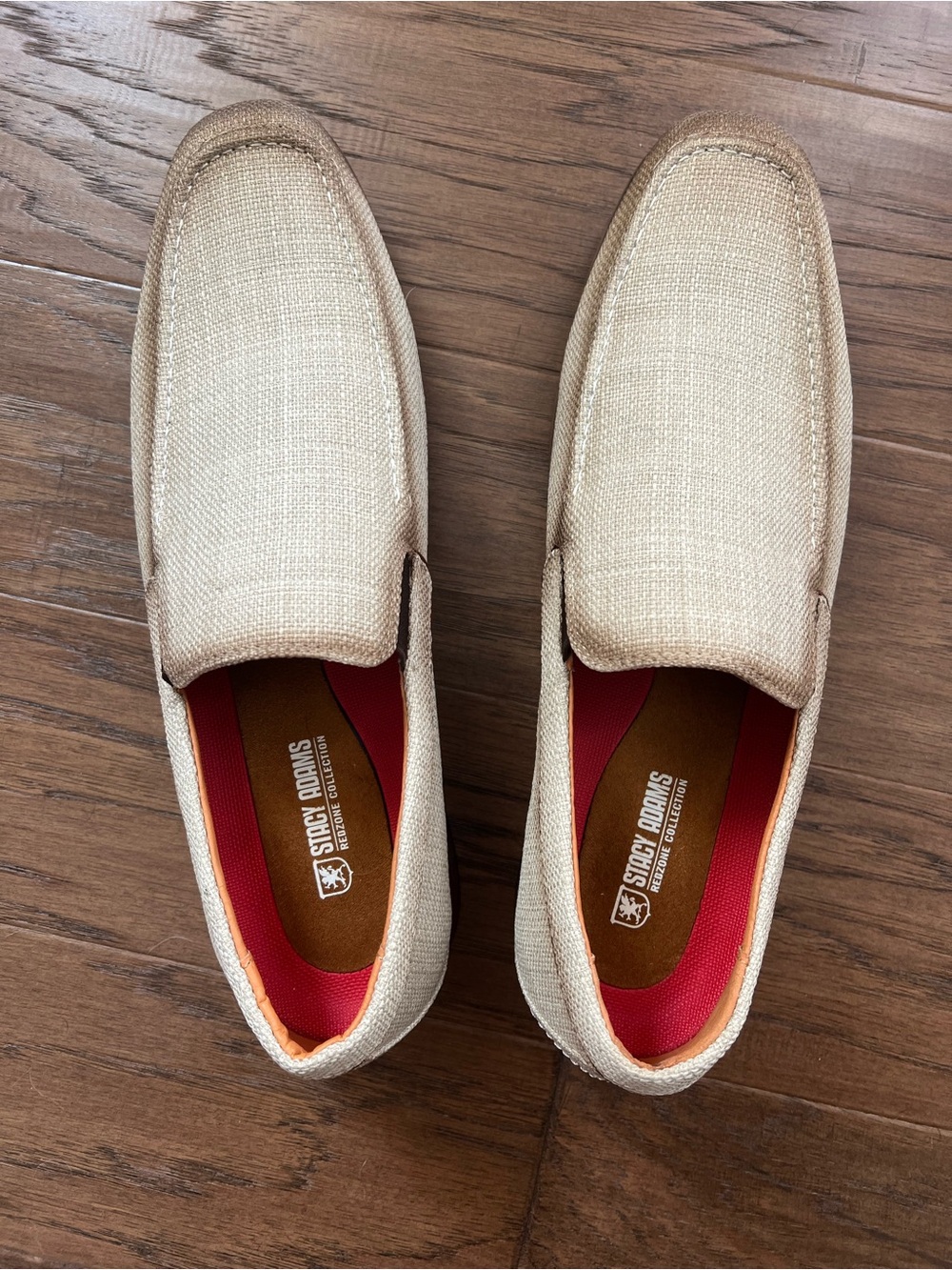 Stacy Adams Men’s Beige Canvas Slip-On Loafers